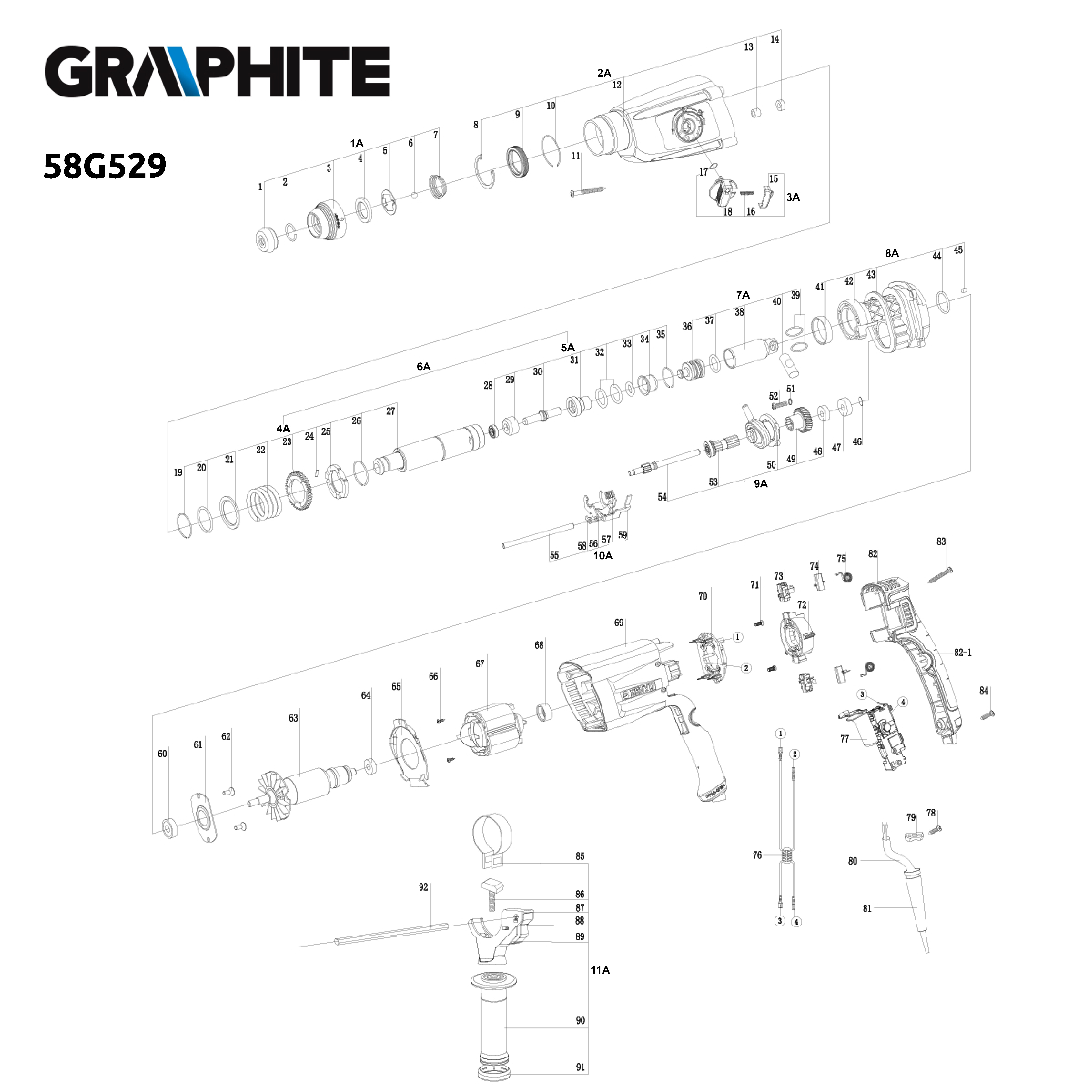 GRAPHITE 58G529 Młotowiertarka SDS PLUS