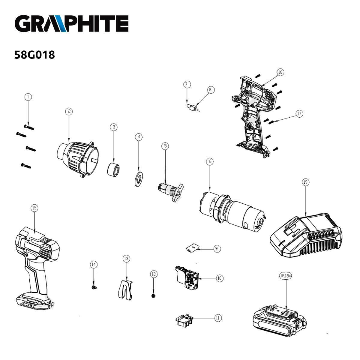 GRAPHITE 58G018 Klucz udarowy 18V
