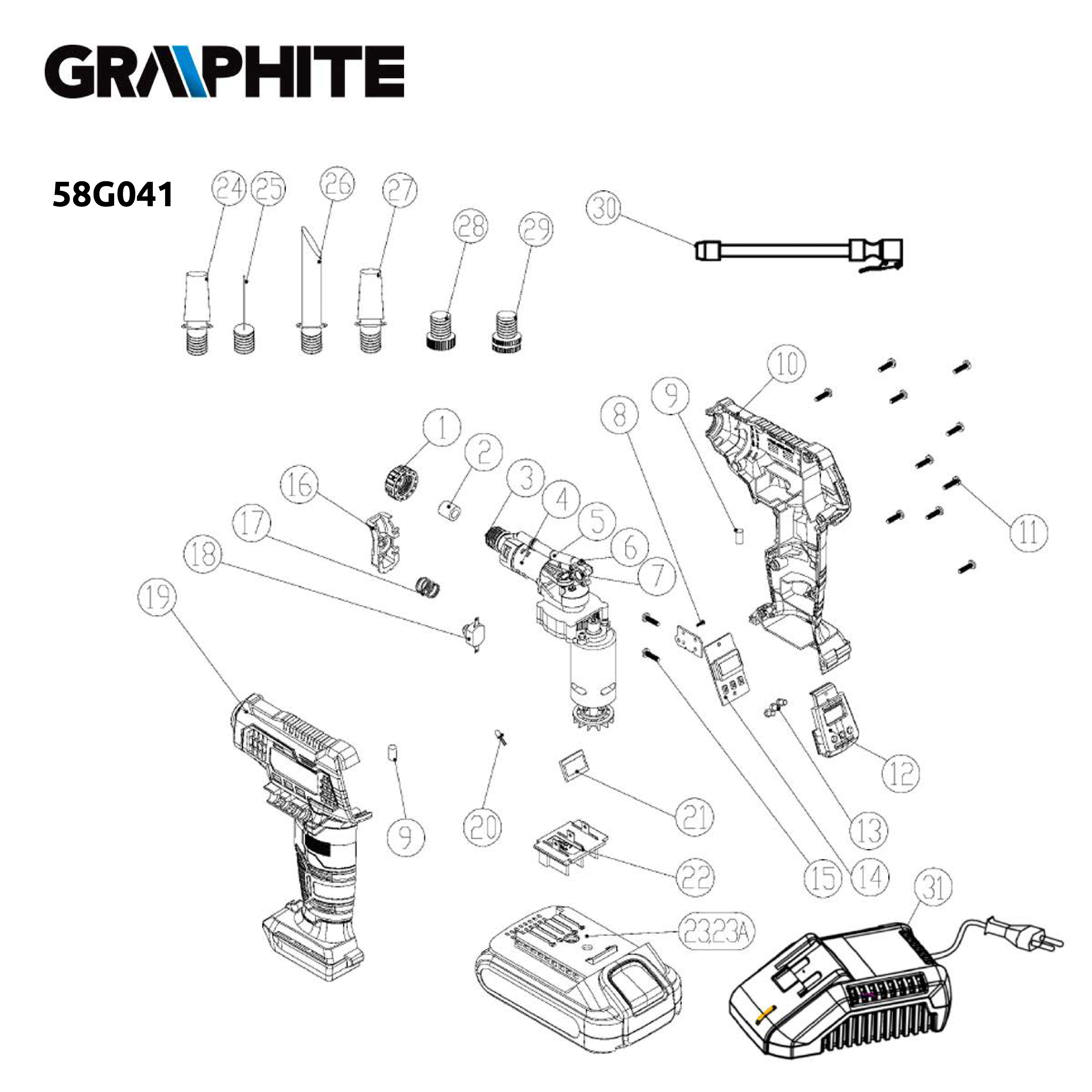 GRAPHITE 58G041 Kompresor akumulatorowy